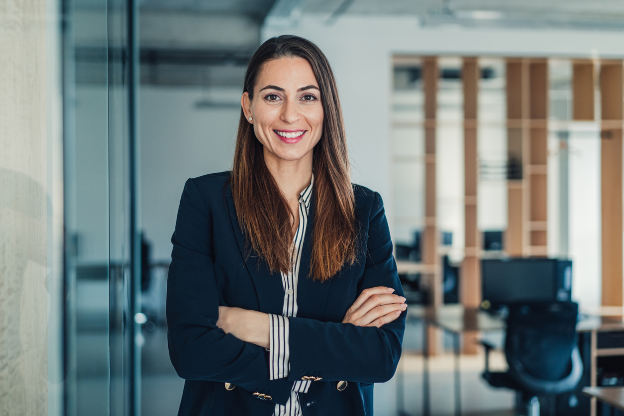 Confident businesswoman in modern office. Sano PS GmbH Team